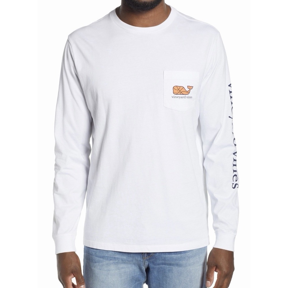 Vineyard Vines Pocket T-Shirt Men's XL Long Sleeve Graphic Basketball Whale